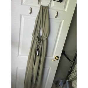 Pretty Little Thing Khaki Wide Leg Jumpsuit